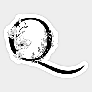 Letter Q Monogram - Floral Initial Sticker